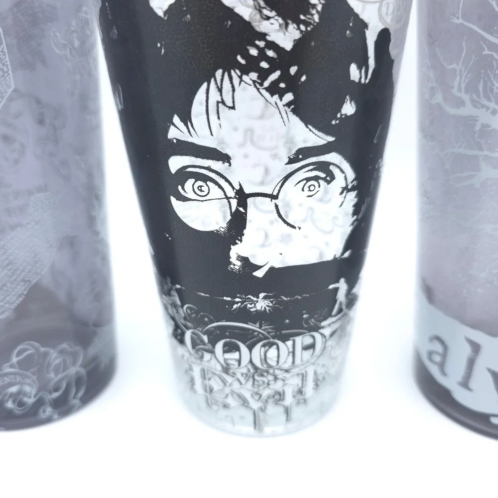 Harry Potter Pint Glass Set 4pc 16oz. Marauder's Map Deathly Hallows Always Gift